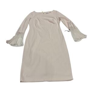 NWT Calvin Klein 10 Chiffon Bell Sleeve Sheath Dress Wedding Pink Feminine